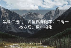 黑料传送门：流量偶像翻车，口碑一夜崩塌，黑料揭秘