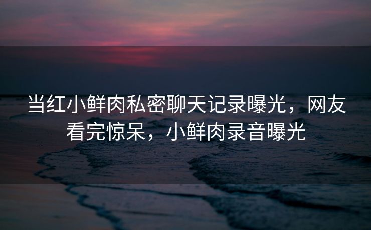 当红小鲜肉私密聊天记录曝光，网友看完惊呆，小鲜肉录音曝光