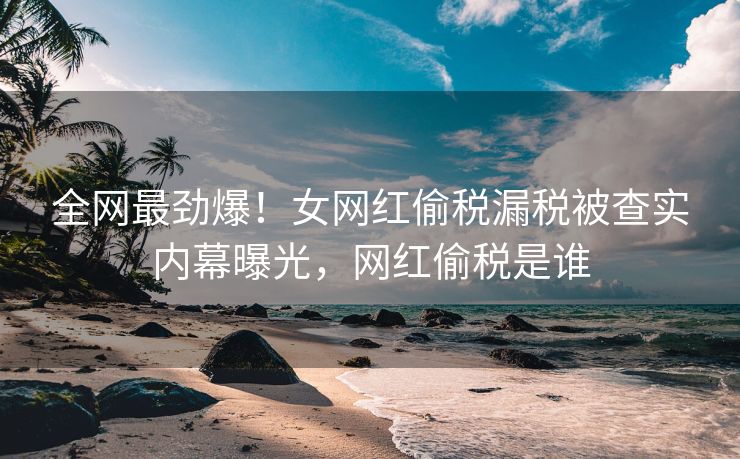 全网最劲爆！女网红偷税漏税被查实内幕曝光，网红偷税是谁