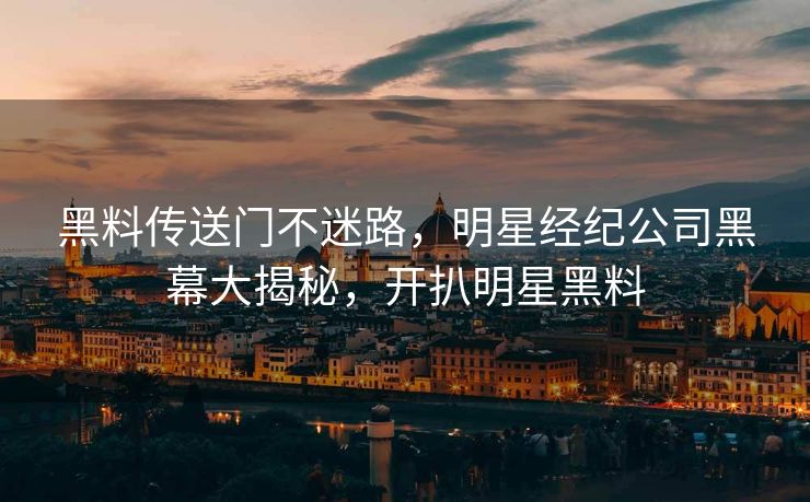黑料传送门不迷路，明星经纪公司黑幕大揭秘，开扒明星黑料