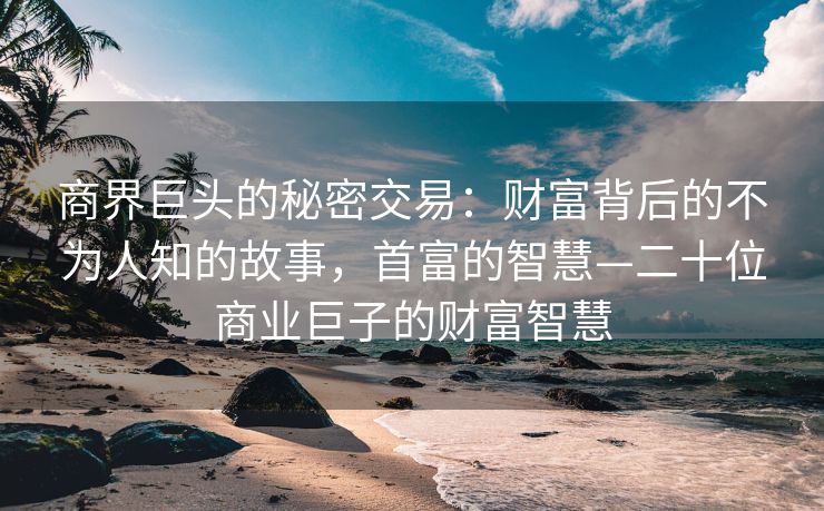 商界巨头的秘密交易：财富背后的不为人知的故事，首富的智慧—二十位商业巨子的财富智慧