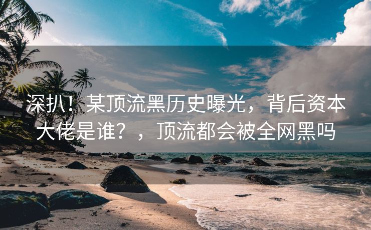 深扒！某顶流黑历史曝光，背后资本大佬是谁？，顶流都会被全网黑吗