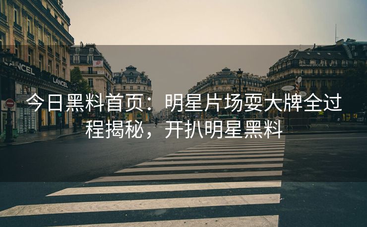 今日黑料首页：明星片场耍大牌全过程揭秘，开扒明星黑料